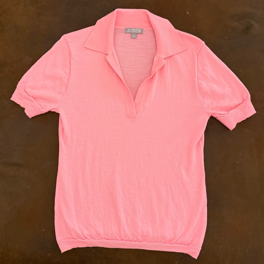 J Crew Short Sleeve Sweater Polo in Merino Wool Size L - Picture 2 of 6